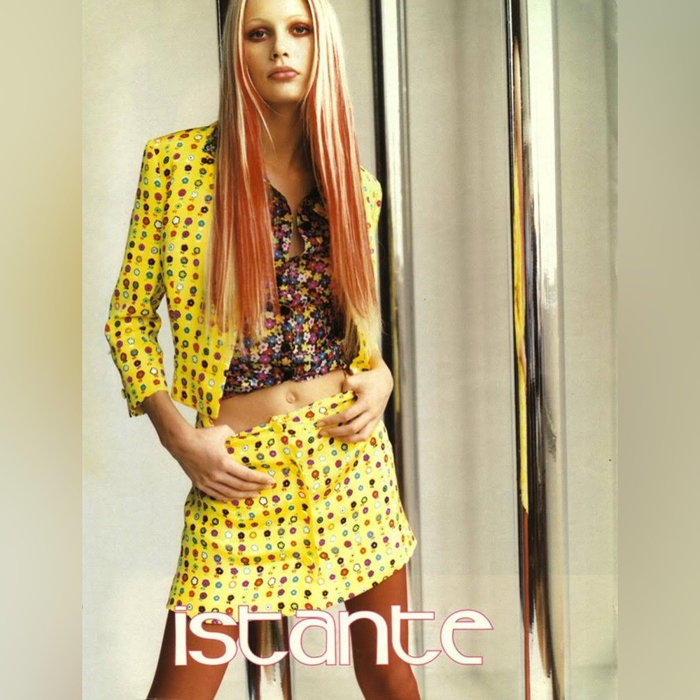 Versace yellow floral print silk skirt